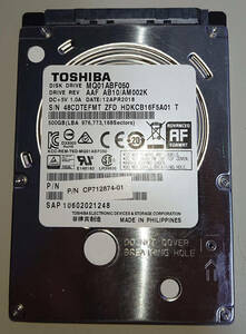 TOSHIBA　MQ01ABF050　500GB　SATA　2.5インチ　HDD