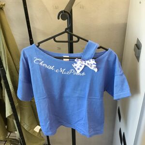 mezzo piano メゾピアノ　子供服　半袖Tシャツ　チェック柄　リボン付き　Mサイズ(150) ブルー