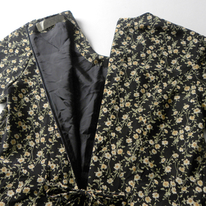 ケティ KETTY 上品見え フラワープリントワンピース 半袖 ロング丈 キュプラ裏地 大人フェミニン M ブラック 日本製 l0425-17の画像3