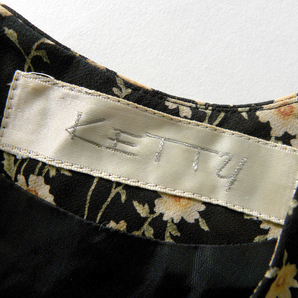 ケティ KETTY 上品見え フラワープリントワンピース 半袖 ロング丈 キュプラ裏地 大人フェミニン M ブラック 日本製 l0425-17の画像6