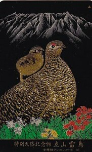 #G67 Tateyama . bird gold lacqering telephone card 