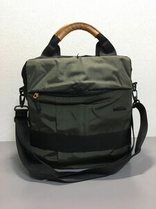 TUMI TECH トゥミ 3WAY ナイロン×レザー ワンショルダーバッグ グリーン×ブラック PC収納