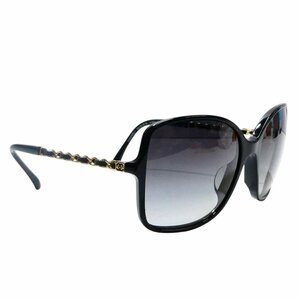 シャネル 美品 サングラス 5210-Q-A c.501/3C 黒 ブラック イタリア製 ココマーク プラスチック 眼鏡 メガネ 日焼け対策 CHANEL ◆Y4