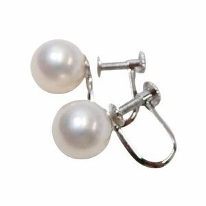 J◇K14WG パール 7.3mm イヤリング ホワイトゴールド ネジ式 14金 真珠 冠婚葬祭 フォーマル White Gold pearl earrings 【ネコポスOK】