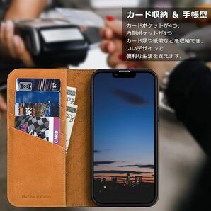 VISOUL iPhone12Pro Maxケース 手帳型 本革 レザー 衝撃吸収TPU素材 カード収納 オリーブの画像3