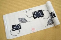 【送料無料】浜松織物　浴衣反物　本染め ゆかた　綿絽生地　雪輪 若葉　白　kimono-yukata-118_画像4