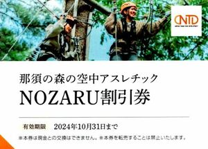 那須の森の空中アスレチック NOZARU KOZARU 割引券 1-5枚 送料63円 日本駐車場開発 株主優待