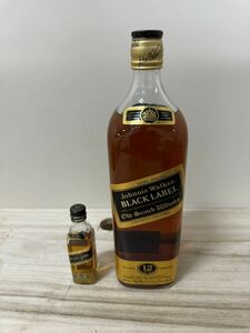 【古酒未開封】2本セット ジョニーウォーカー ブラックラベル Johnnie Walker 1125ml&50ml k0415-20