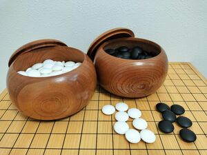 【美品】◇日向特製 本蛤碁石 31号 ★特大碁笥セット