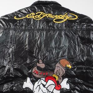 タグ付き未使用品 エドハーディー Ed Hardy 中綿入りジャケット ブラック 刺繍ビッグロゴ スカル メンズXLサイズの画像7