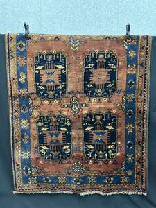 【Ｏ22-61】トライバルラグ セミアンティーク アフガニスタン産 絨毯 マット アンティーク家具