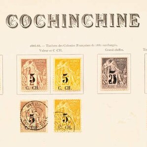 フランス領ベトナム切手 ANNAM ET TONKIN アンナン トンキン COCHINCHINE コーチシナ 希少 コレクター品 加刷切手 15枚 #36936の画像4