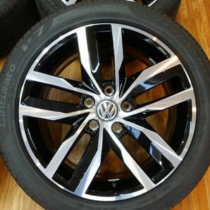 O 送料無料 美品 バリ山 VW ゴルフ7 純正 TSI ハイライン 17インチ 5H112 7J+49 ピレリ P7 225/45R17 ゴルフ GOLF 8 7 6 ヴァリアントの画像2