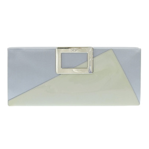  super-beauty goods roje vi vi eROGER VIVIER present Logo square metal fittings pa tent leather × satin clutch bag lady's 