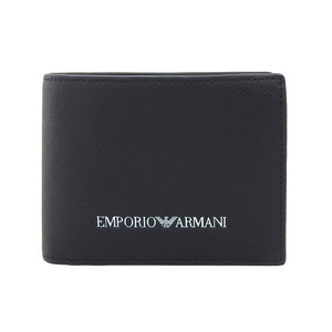 未使用 箱付 エンポリオアルマーニ EMPORIO ARMANI 2021年商品 Y4R165 イーグルロゴエンボス サフィアーノレザー 二つ折り財布 黒 メンズ