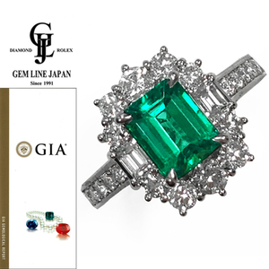 GIA./GRJso-ting attaching The n Via production F1 beautiful goods ... natural emerald 1.08ct natural diamond 0.84ct Pt950 ring 