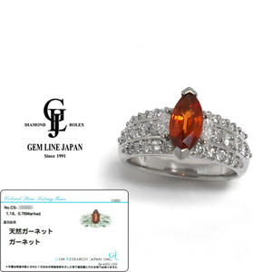 GRJソーティング付 ガーネット 1.18ct ダイヤモンド 0.76ct プラチナ リング