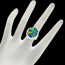 新品 GRJカード鑑付 ブラックオパール 6.80ct ダイヤ 1.81ct Pt900 プラチナ リング_画像3