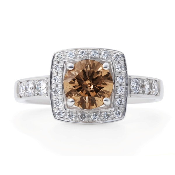 【大粒ダイヤ】1カラット 超え 珠玉のFancyカラー!極上1.304ct Fancy Brown-SI2 ダイヤモンド pt900 プラチナ リング 指輪【中宝鑑付】
