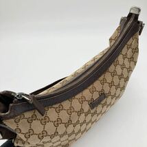 1円 GUCCI グッチ ショルダーバッグ GGキャンバス レザー ベージュ 181092 002404 斜め掛け 肩掛け バッグ ハーフムーン_画像8