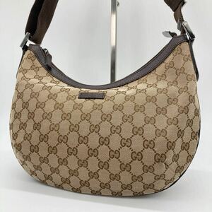 1円 GUCCI グッチ ショルダーバッグ GGキャンバス レザー ベージュ 181092 002404 斜め掛け 肩掛け バッグ ハーフムーン