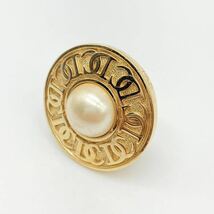 1円 Christian Dior ディオール ブローチ アクセサリー フェイクパール 1 GP ゴールドカラー CDロゴ 刻印 ヴィンテージ_画像4