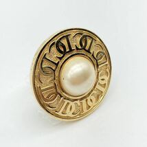 1円 Christian Dior ディオール ブローチ アクセサリー フェイクパール 1 GP ゴールドカラー CDロゴ 刻印 ヴィンテージ_画像3