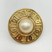 1円 Christian Dior ディオール ブローチ アクセサリー フェイクパール 1 GP ゴールドカラー CDロゴ 刻印 ヴィンテージ_画像1