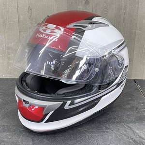 フルフェイスヘルメット 【中古】OGK Kabuto KAMUI-II カムイ2 Mサイズ 57-58cm ホワイト×レッド オートバイ/65701