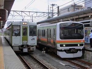 ☆[99-20]鉄道写真:JR 209系(八高線)とキハ110系の並び☆KGサイズ