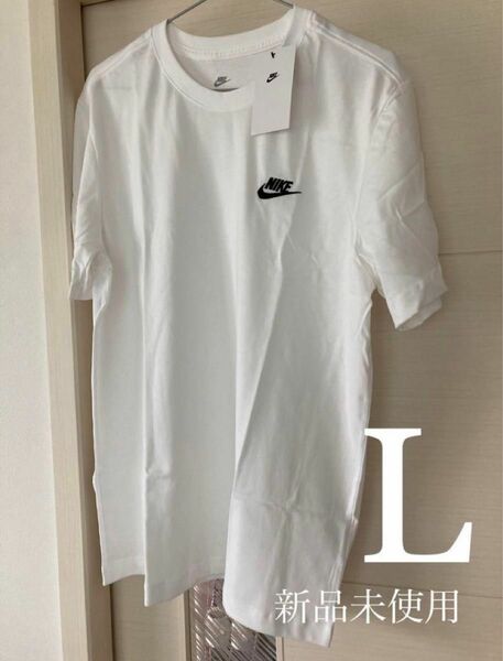 新品 L【NIKE swoosh 】ナイキ 白 ホワイト ロゴ　ナイロン　 Tシャツ 半袖Tシャツ　TEC テック　スウッシュ