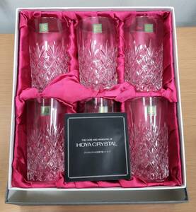 [U10878]1 jpy exhibition!! long-term keeping goods HOYA CRISTAL Hoya crystal tumbler 6 customer set 