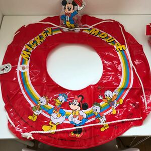  unused goods swim ring float . Disney Mickey Mouse 65cm coming off wheel empty bi air vinyl for children Showa Retro middle . factory dead stock pool sea 
