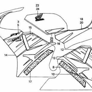 MC28 純正 スイングアームラベル x2 NSR250R ステッカー elf ホンダ エンブレム RC45 VFR RC30 エルフ NC35 プロアームラベル NC30 ..ml0x2の画像4