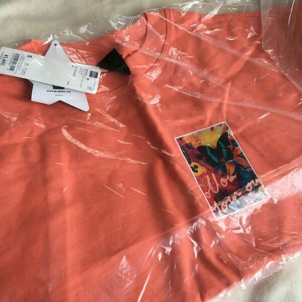 GU × 蜷川実花　クロップドグラフィックTシャツ　S サイズ 綿100% 未使用　オレンジ