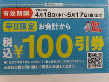 ビッグボーイ 割引券 8枚組★ハンバーグ、ドリンクバー ★会計より100円引き★100円引_画像4