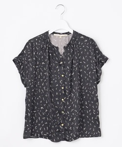  Area Free * новый товар [...] Vintage атлас принт рисунок блуза оттенок черного Onward . гора *size38