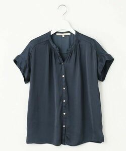 ( translation have ) Area Free * new goods large size [...] Vintage satin blouse navy series Onward . mountain *size44