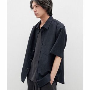 LINEN COTTON WASHER H/S（BLACK） 