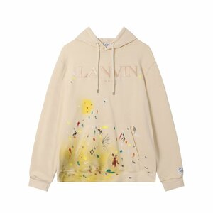 GALLERY DEPT. x LANVIN | PAINTED LOGO HOODIE フーディ ベージュ色 長袖 パーカー 男女兼用 トップス Lサイズ