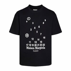 MaisonMargielaメゾンマルジェラ ナンバーズ ロゴ メンズ Tシャツ 黒 半袖 シャツ 夏 男女兼用 トップス Lサイズの画像1