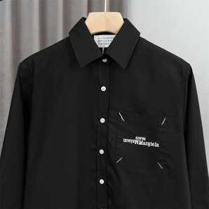 メゾンマルジェラ Maison Margiela ブラウス シャツ メンズ 胸ポケット付き 黒 おしゃれ ファッション 簡約 長袖シャツ Lサイズ oversizeの画像3
