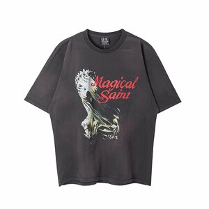 SAINT MICHAEL SS TEE/WE LIVE HELL Vintag セントマイケル ダークグレー 半袖tシャツ ユニセックス ファッション トップス カットソー L