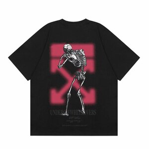 OFF-WHITE オフホワイト 黒 半袖 tシャツ 髑髏 ARROW 男女兼用 夏 カットソー コットン トップス Mサイズ