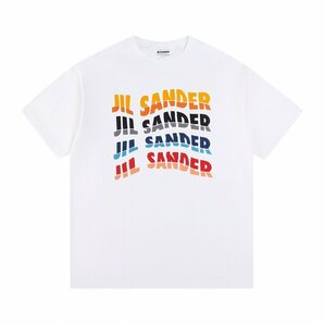 jil sander ジルサンダー 半袖tシャツ 白 ロゴシャツ 丸襟 おしゃれ 半袖 カットソー 夏 トップス Lサイズの画像1