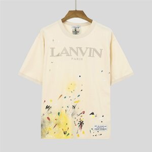 GALLERY DEPT. x LANVIN | PAINT-EFFECT LOGO T-SHIRT T-shirt short sleeves man and woman use stylish tops summer L size 