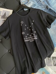 【Maison Margiela】ナンバリングロゴ マコ Tシャツ 半袖 t-shirt おしゃれ 黒 レディース トップス クルーネック 夏 Mサイズ