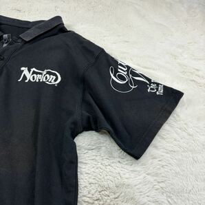 背中のデザインかっこいい！ Norton ノートン コットン 豪華刺繍 半袖ポロシャツ ブラック メンズ  XL 黒 の画像4