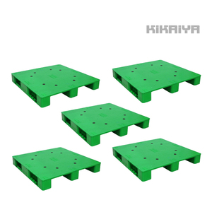 KIKAIYA プラスチックパレット 1100x1100x150mm グリーン 5枚セット ゲタ型 樹脂 （個人様は営業所止め）