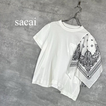 『sacai』 サカイ (1) ペイズリー柄 スカーフ風 Tシャツ_画像1